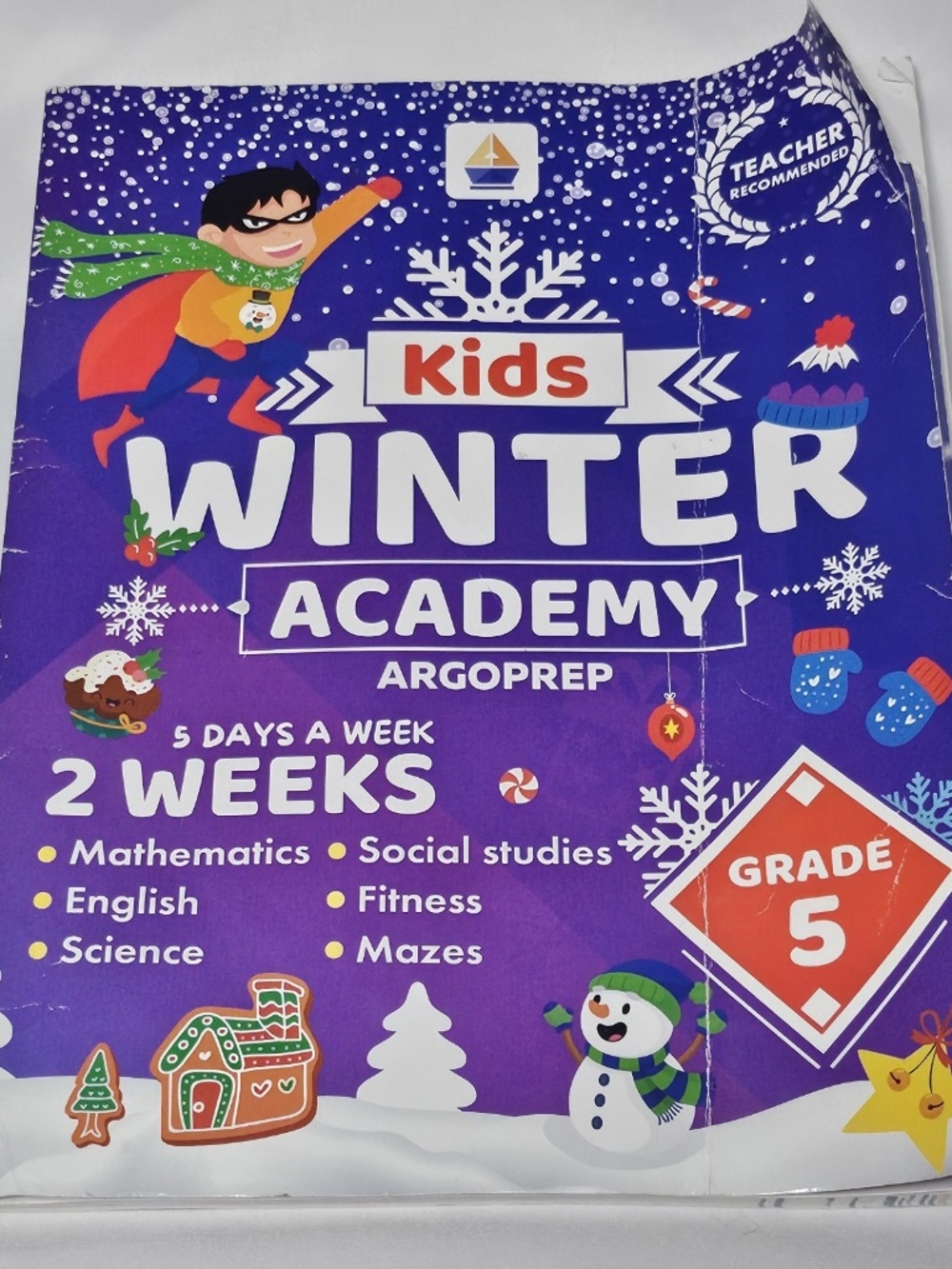 Kids Winter Academy ArgoPrep 2 weeks Grade 5 Workbook Sept-Dec Homeschool
